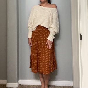 H&M Rust White Polka Dot Skirt